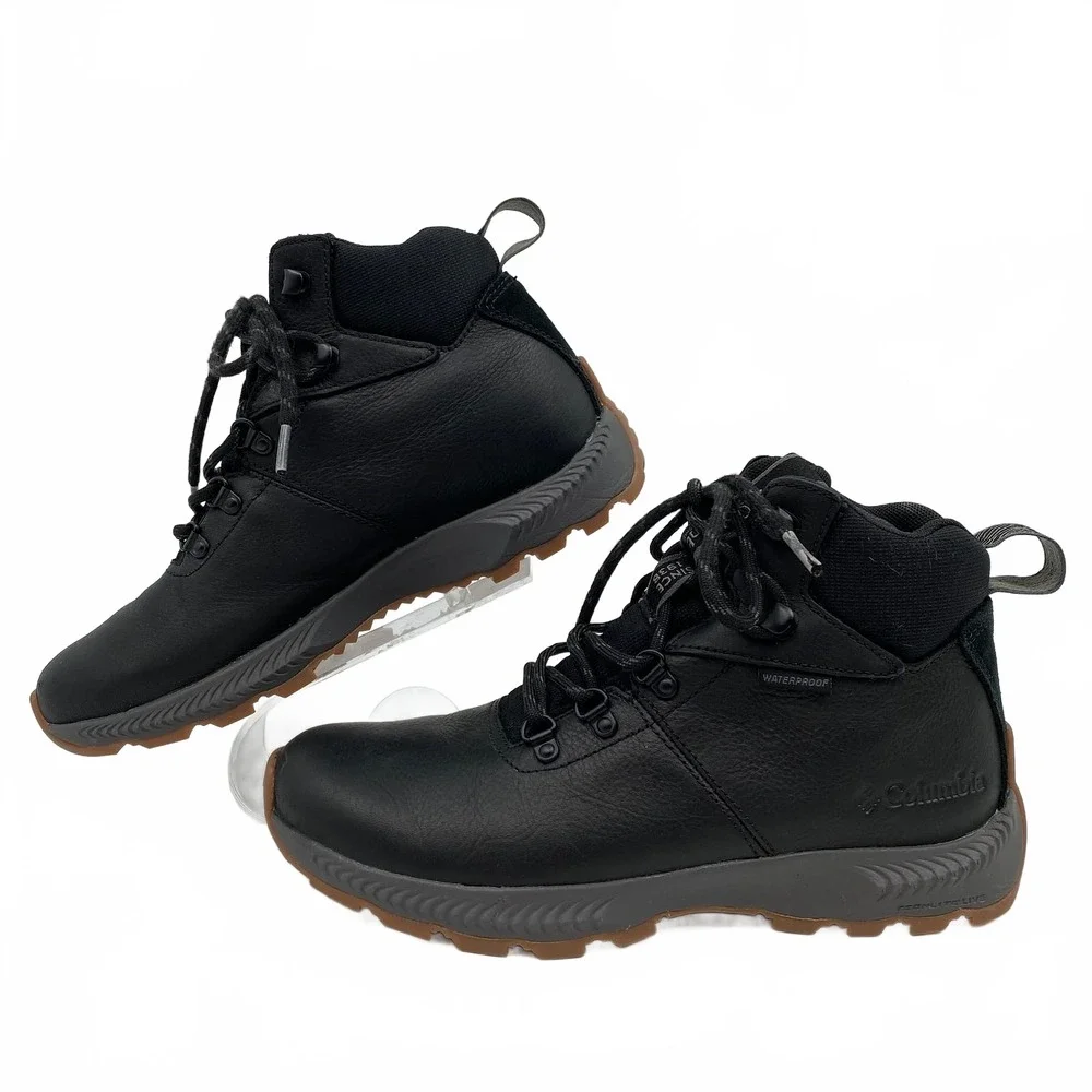 Columbia Black Leather Lace-Up Waterproof Ankle Boota | Men’s 7